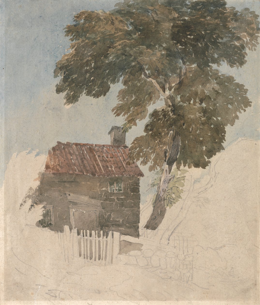 Stuga och träd av David Cox