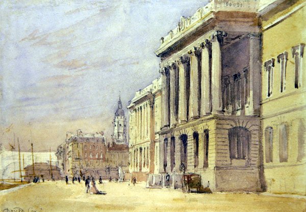 Customs House Quay (akvarell på papper) av David Cox