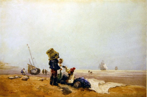 Fiskare på stranden av David Cox