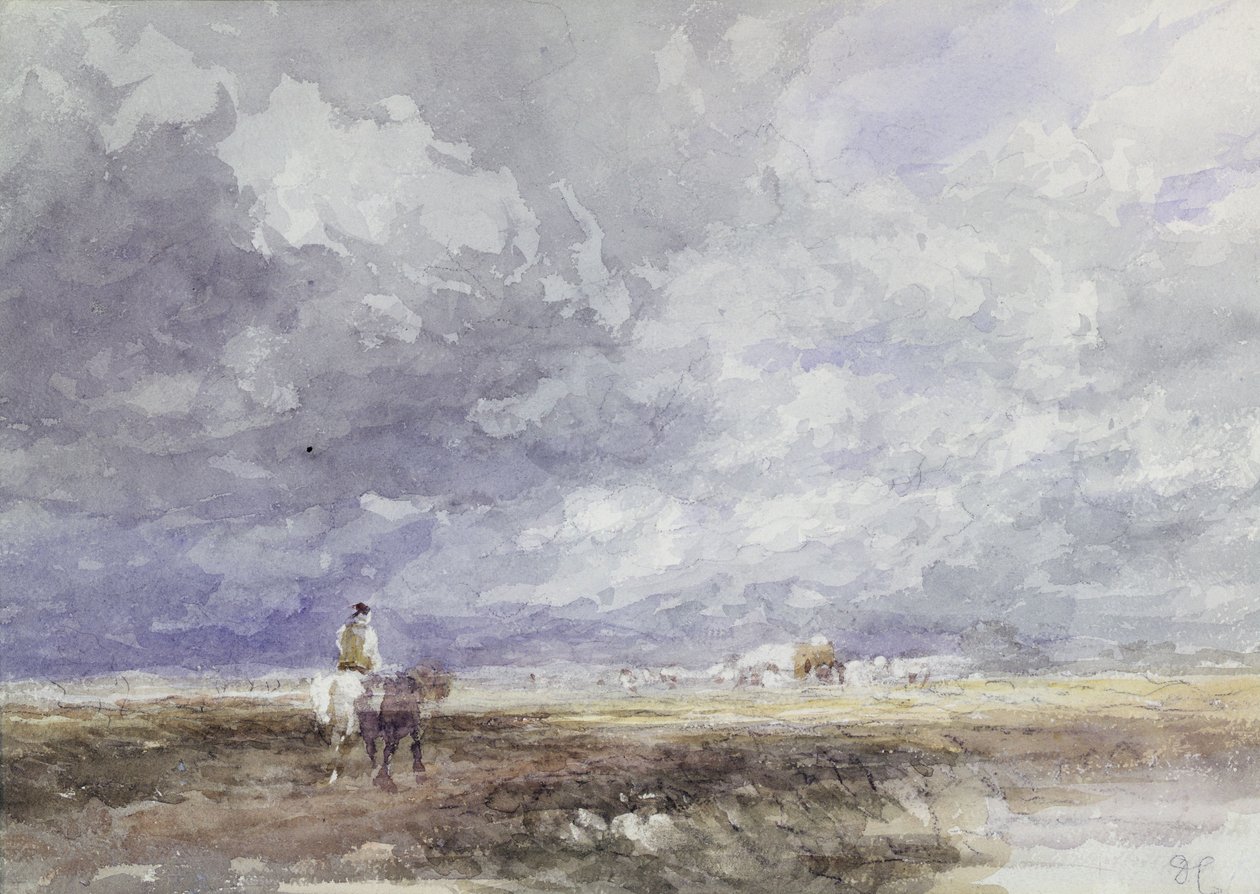 Going to the Hayfield, ca 1855 (svart krita och akvarell på papper) av David Cox