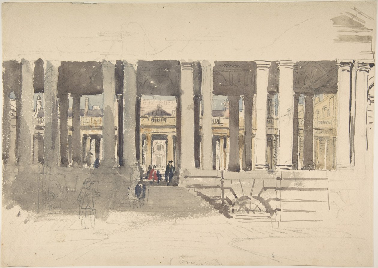 Greenwich Hospital (framsidan); Studie av en byggnad (baksidan) av David Cox