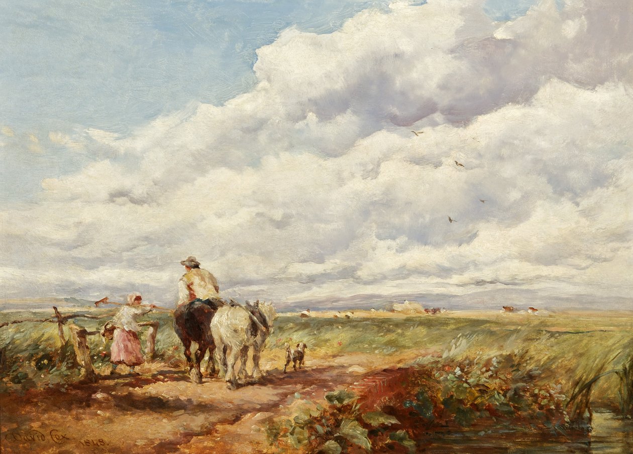 Landskap med hömakare av David Cox