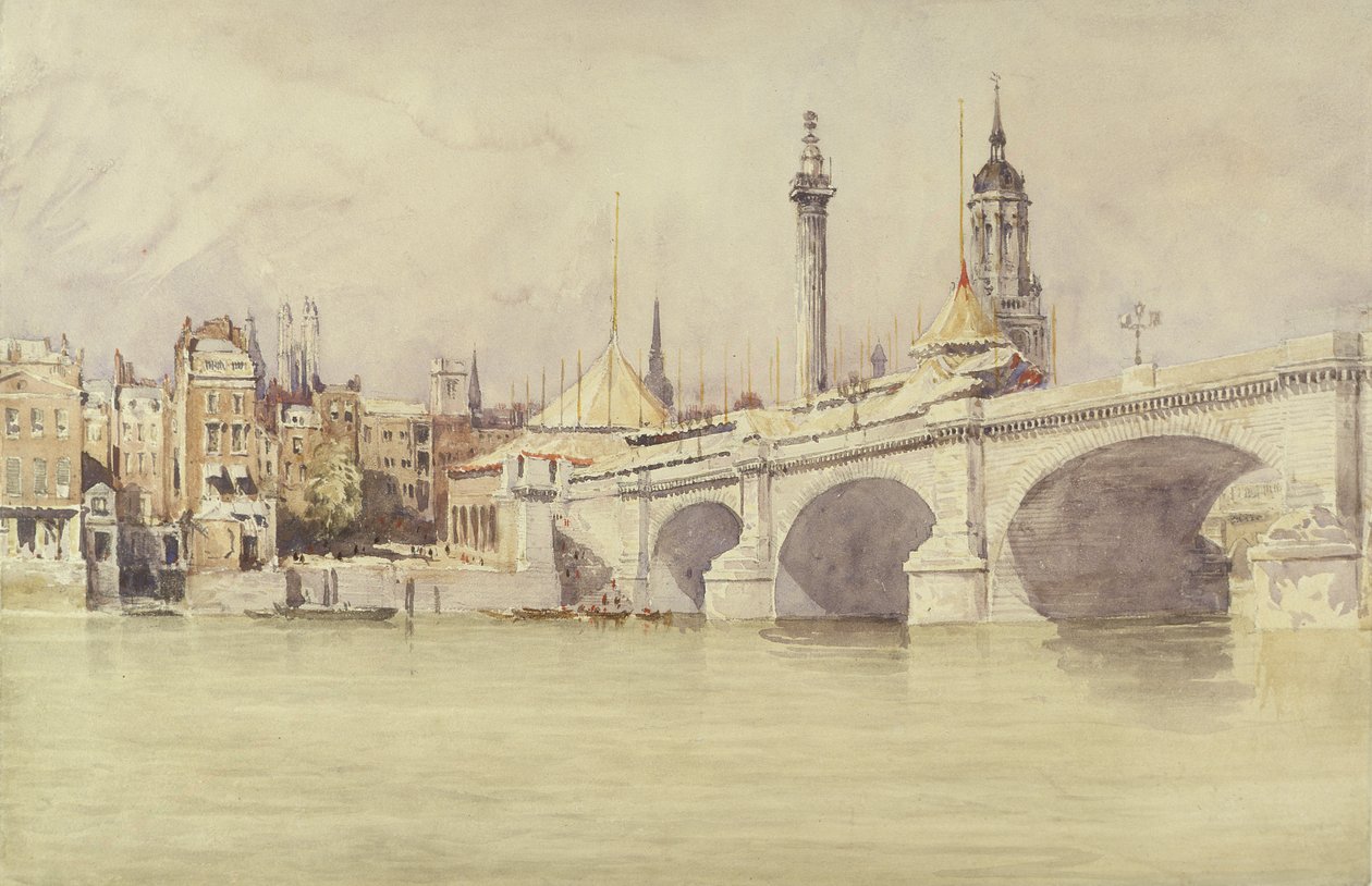 London Bridge, 1831 (wc with bodycolour over graphite on paper) av David Cox
