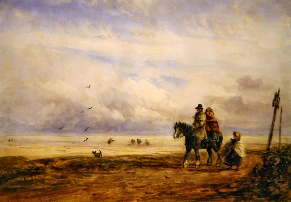 On the Shore (akvarell på papper) av David Cox