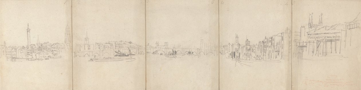 Panorama Old London Bridge av David Cox