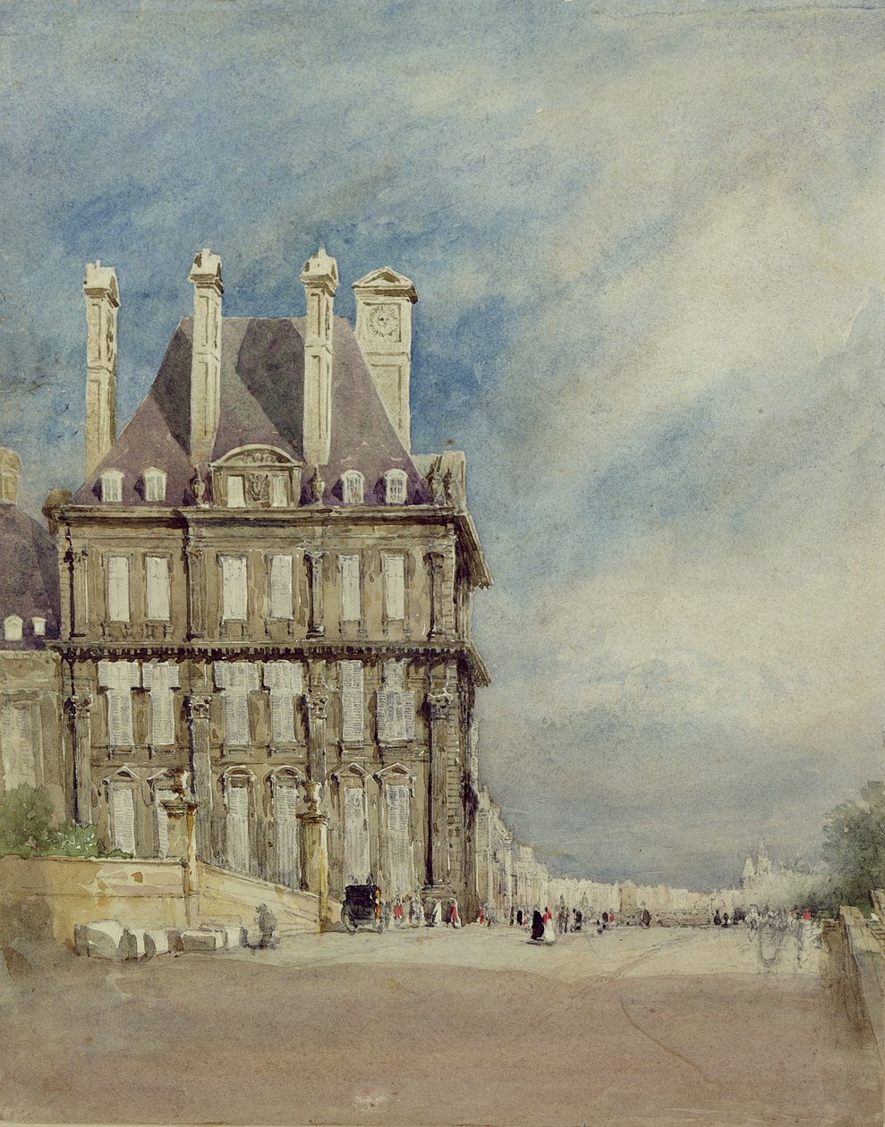 Pavillon de Flore, Tuilerierna, Paris (akvarell och gouache på papper) av David Cox