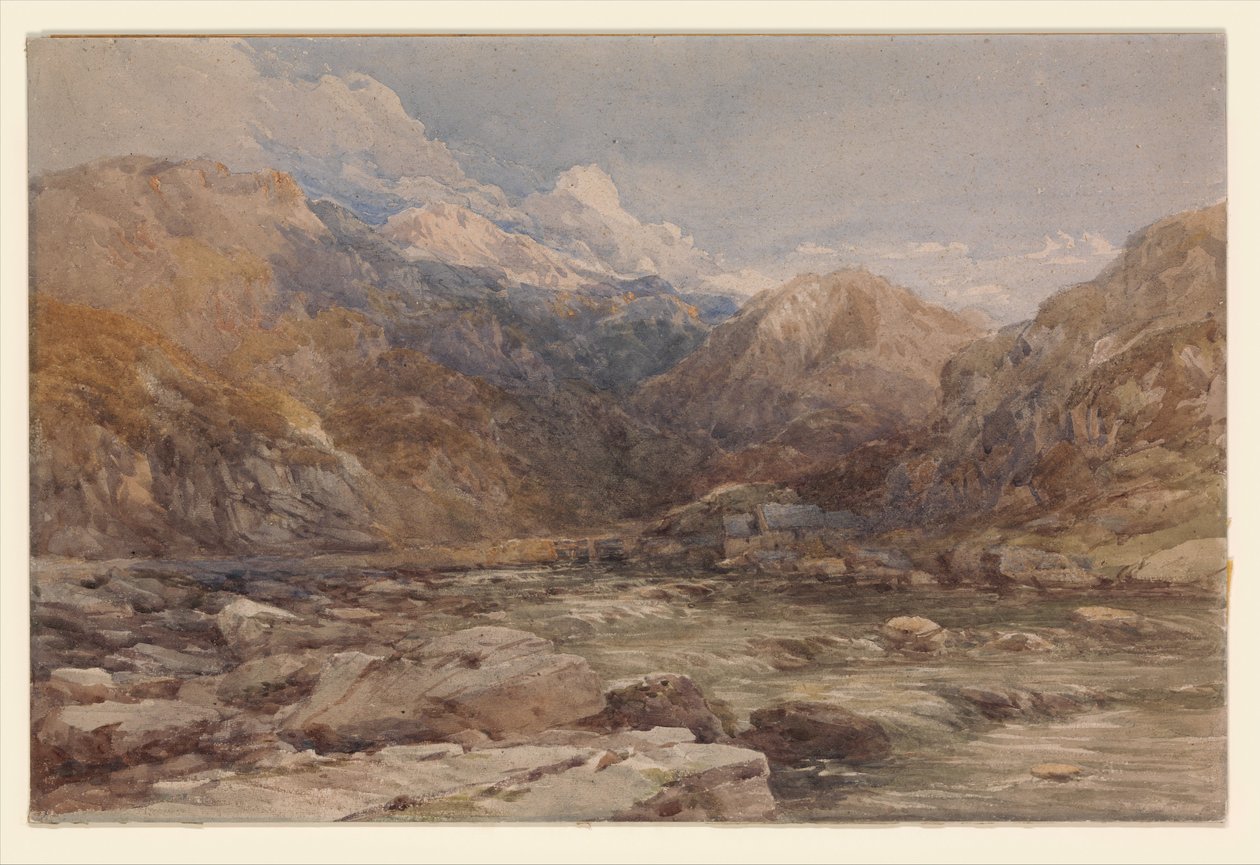 Flodlandskap i Wales av David Cox