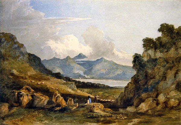 Snowdon (akvarell på papper) av David Cox