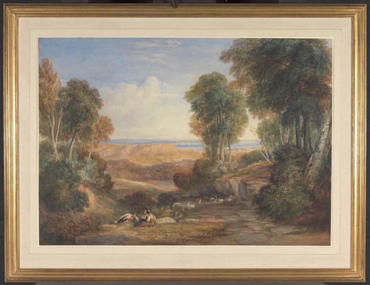 Sammanflödet av Severn och Wye med Chepstow i fjärran av David Cox