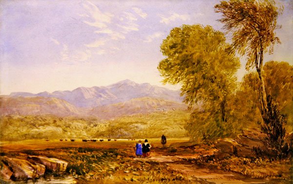Utsikt över Snowdon, Capel Curig (akvarell på papper) av David Cox