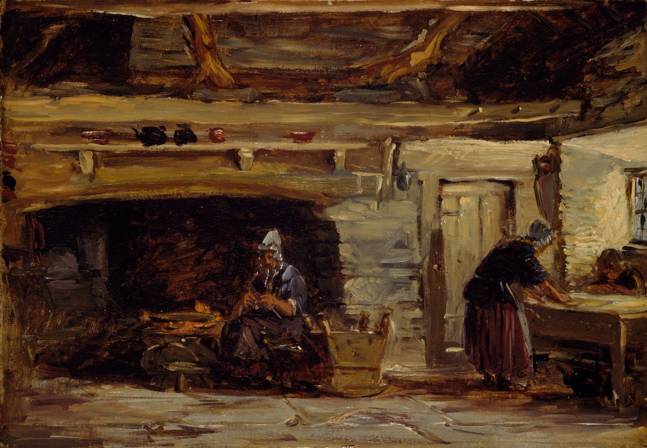 Stugainteriör, Trossavon nära Bettws-y-Coed, 1844-1847. av David Cox the elder