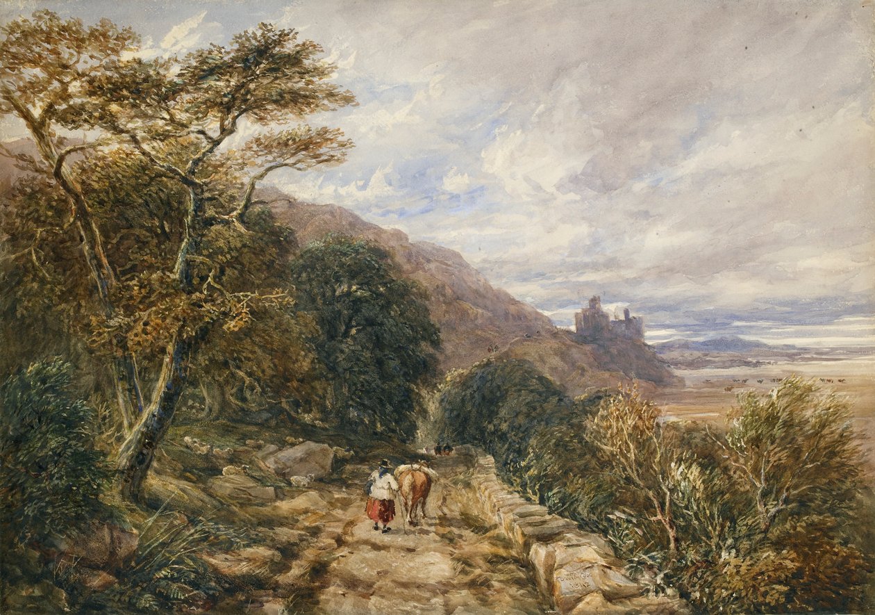 Landsväg som leder till Harlech Castle, 1842 av David Cox the elder