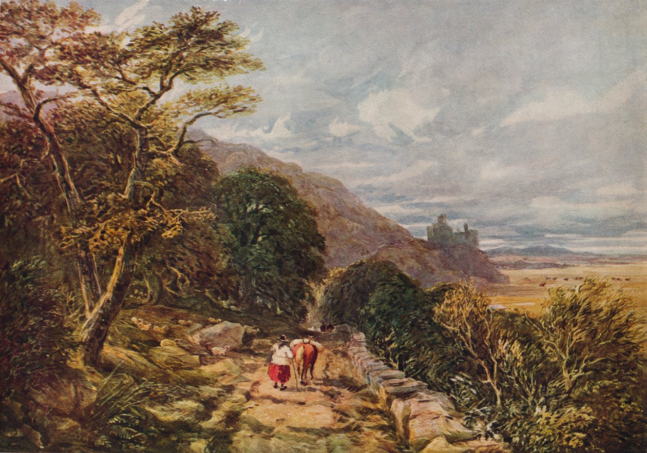 Landsväg som leder till Harlech Castle, 1800-talet, 1938 av David Cox the elder