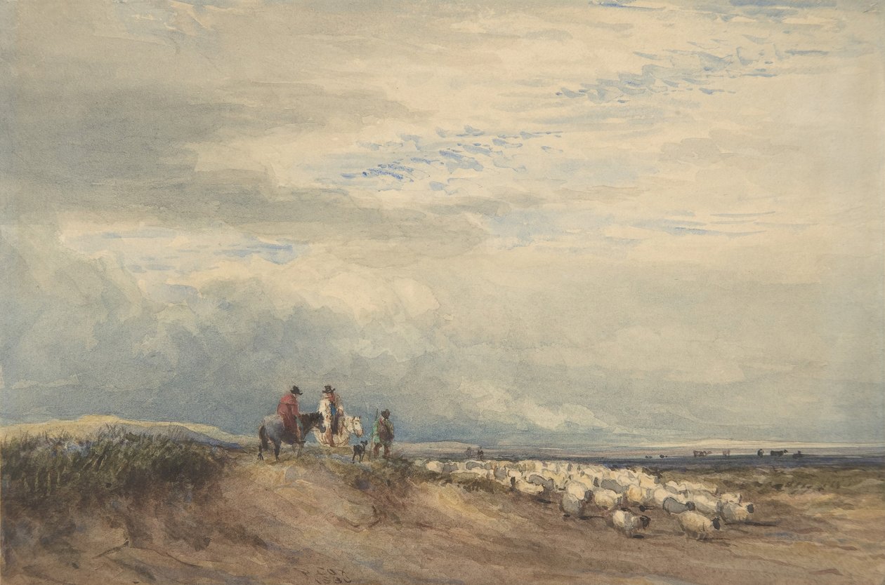 Ryttare med får nära en mynning, 1830. av David Cox the elder