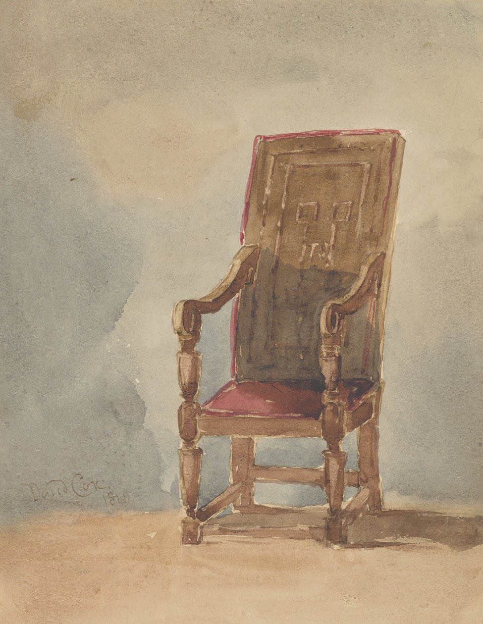 Studie av en antik fåtölj, 1849. av David Cox the elder