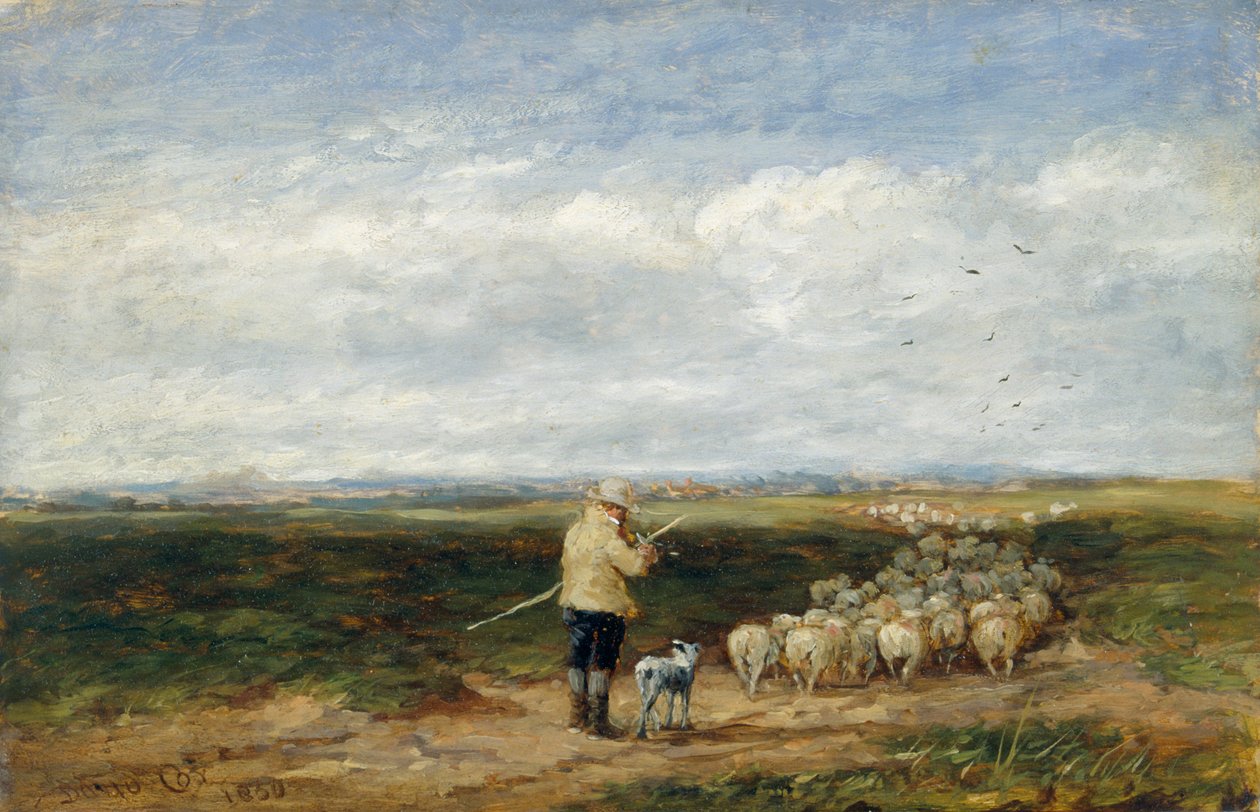 "Herden: flockens återkomst", 1850 av David Cox the elder