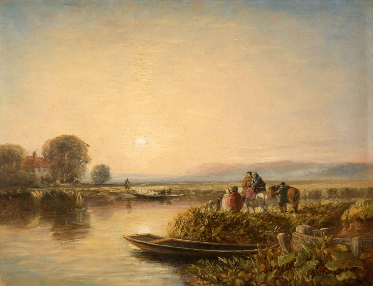 Waiting For The Ferry - Morgon, 1851. av David Cox the elder