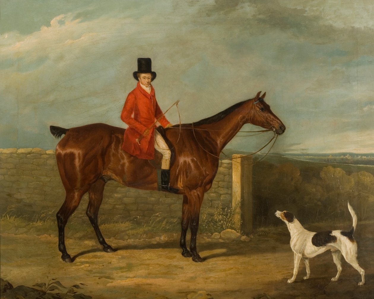 John Hall Kent i jaktdräkt sittande på en häst, 1825 av David Dalby
