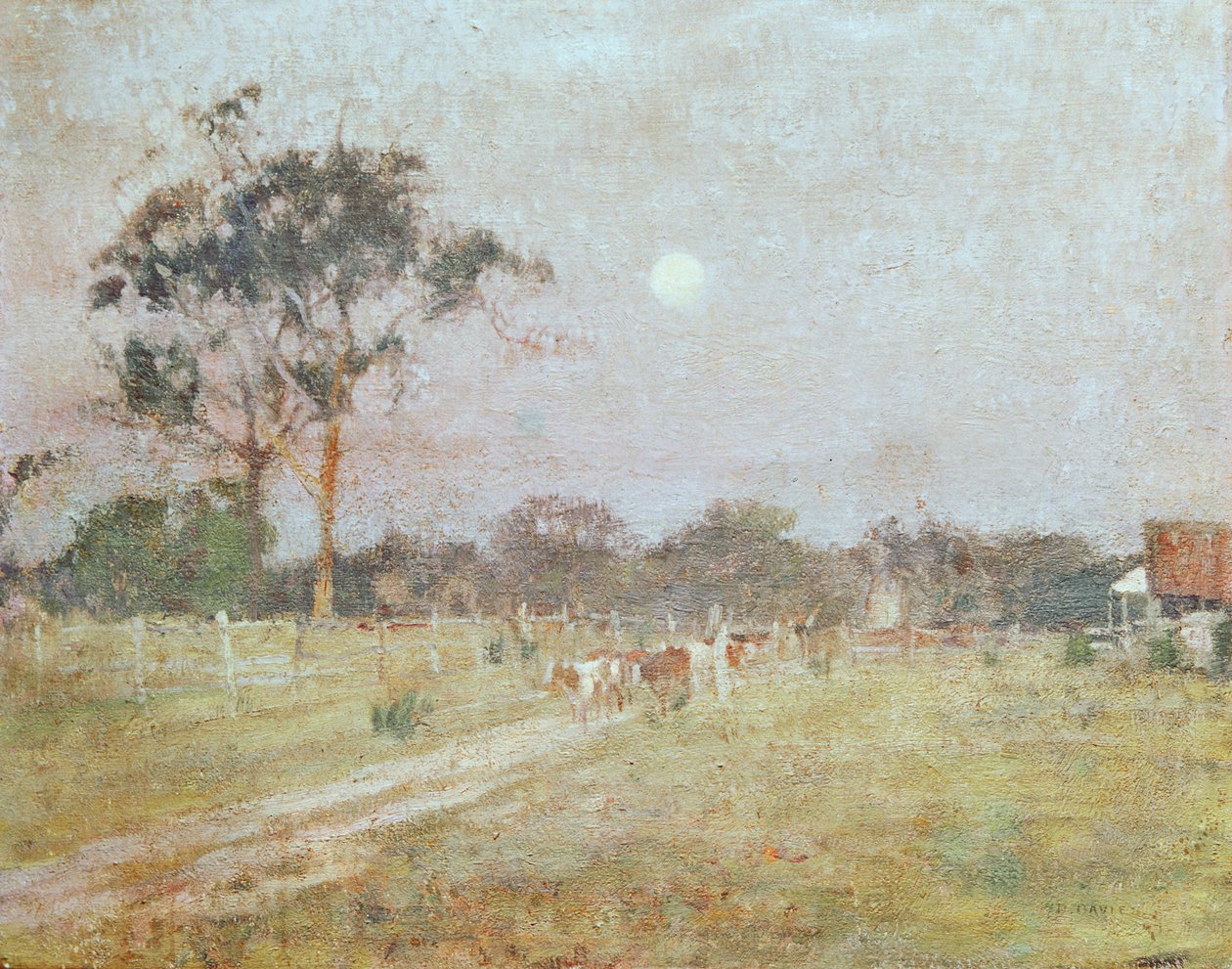 Kväll (olja på duk) av David Davies