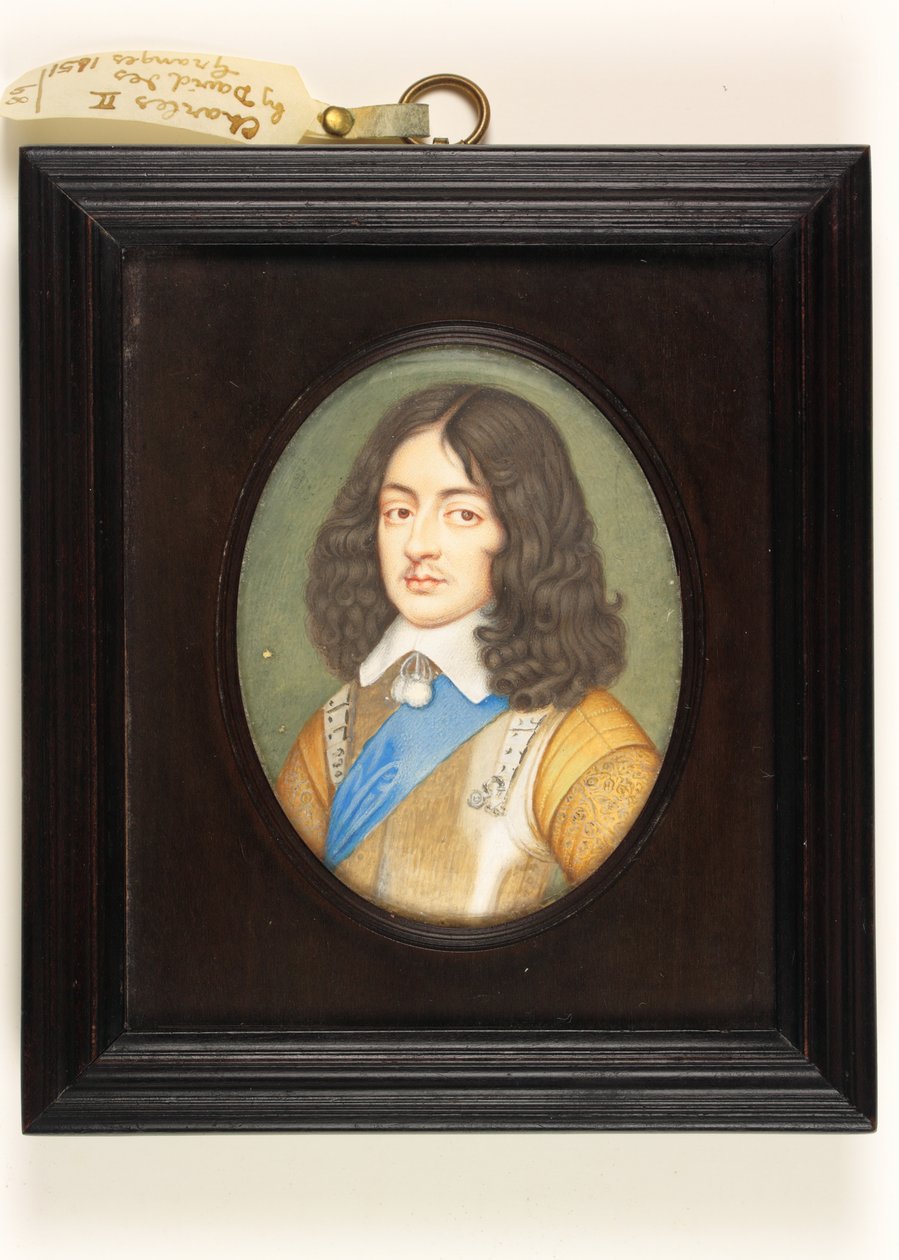 Karl II som ung man (akvarell på veläng) av David Des Granges
