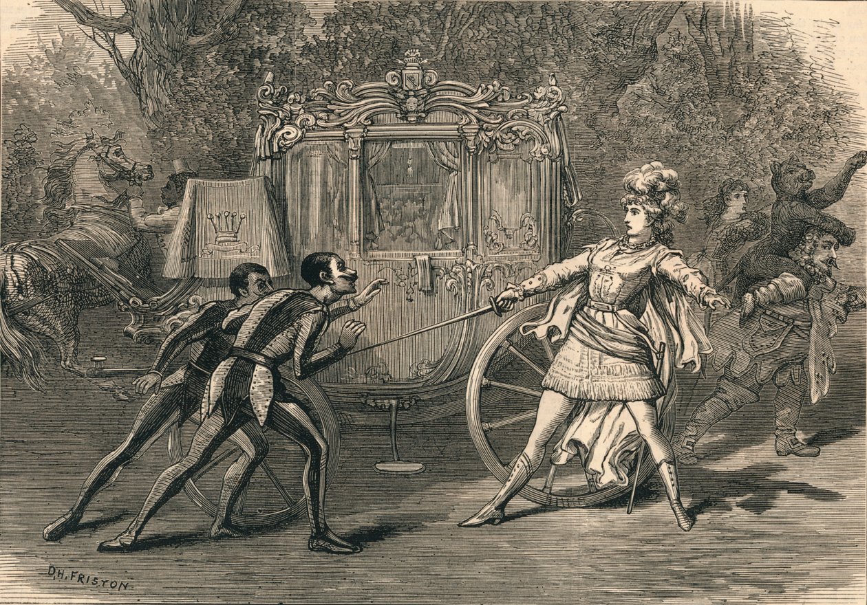 Scen från Covent Garden Pantomime, 1878. av David Henry Friston