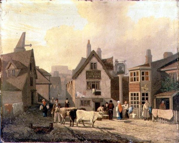 King Street Gates, Norwich (olja på frässkiva) av David Hodgson