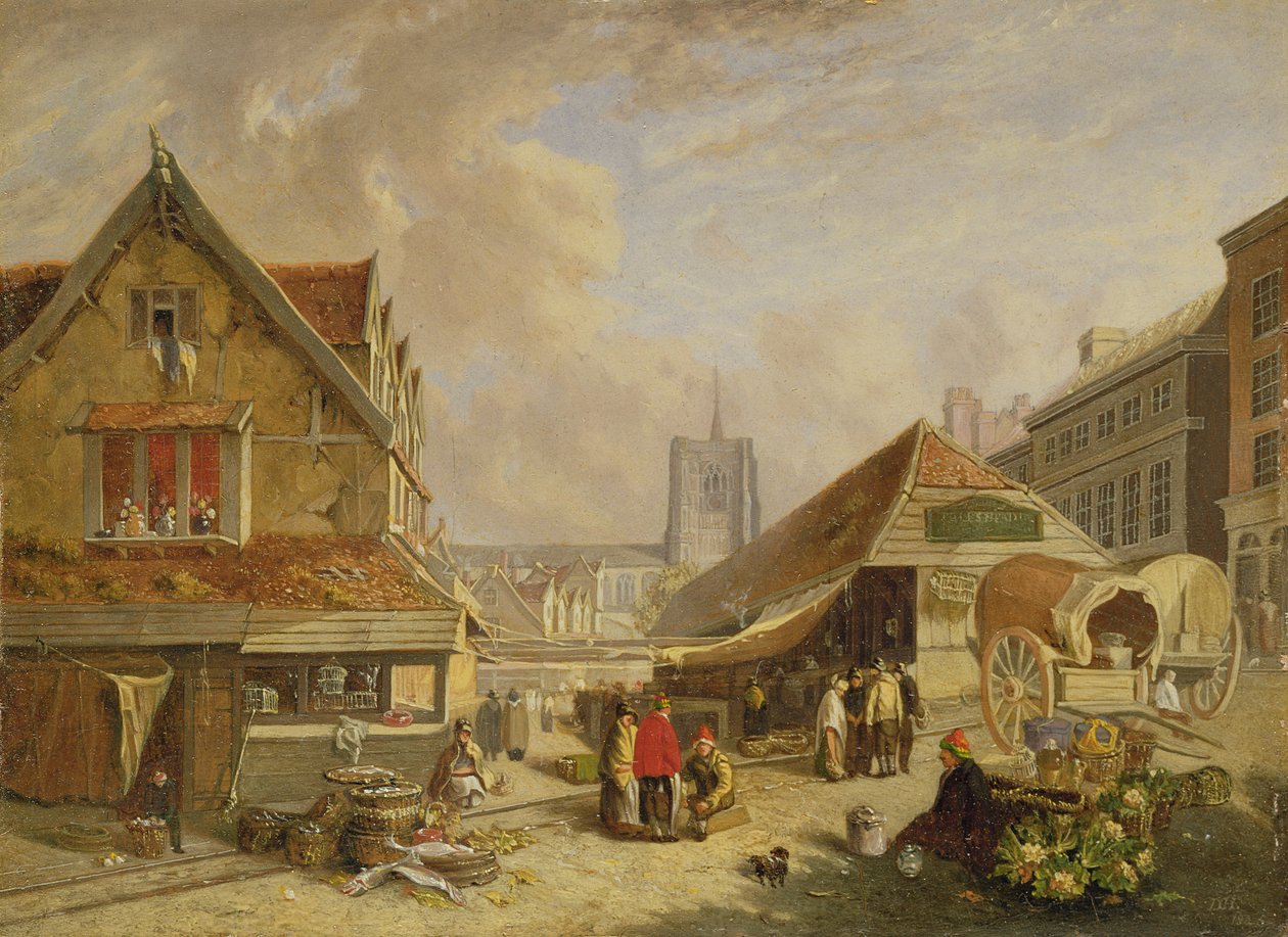Den gamla fiskmarknaden, Norwich, 1825 av David Hodgson