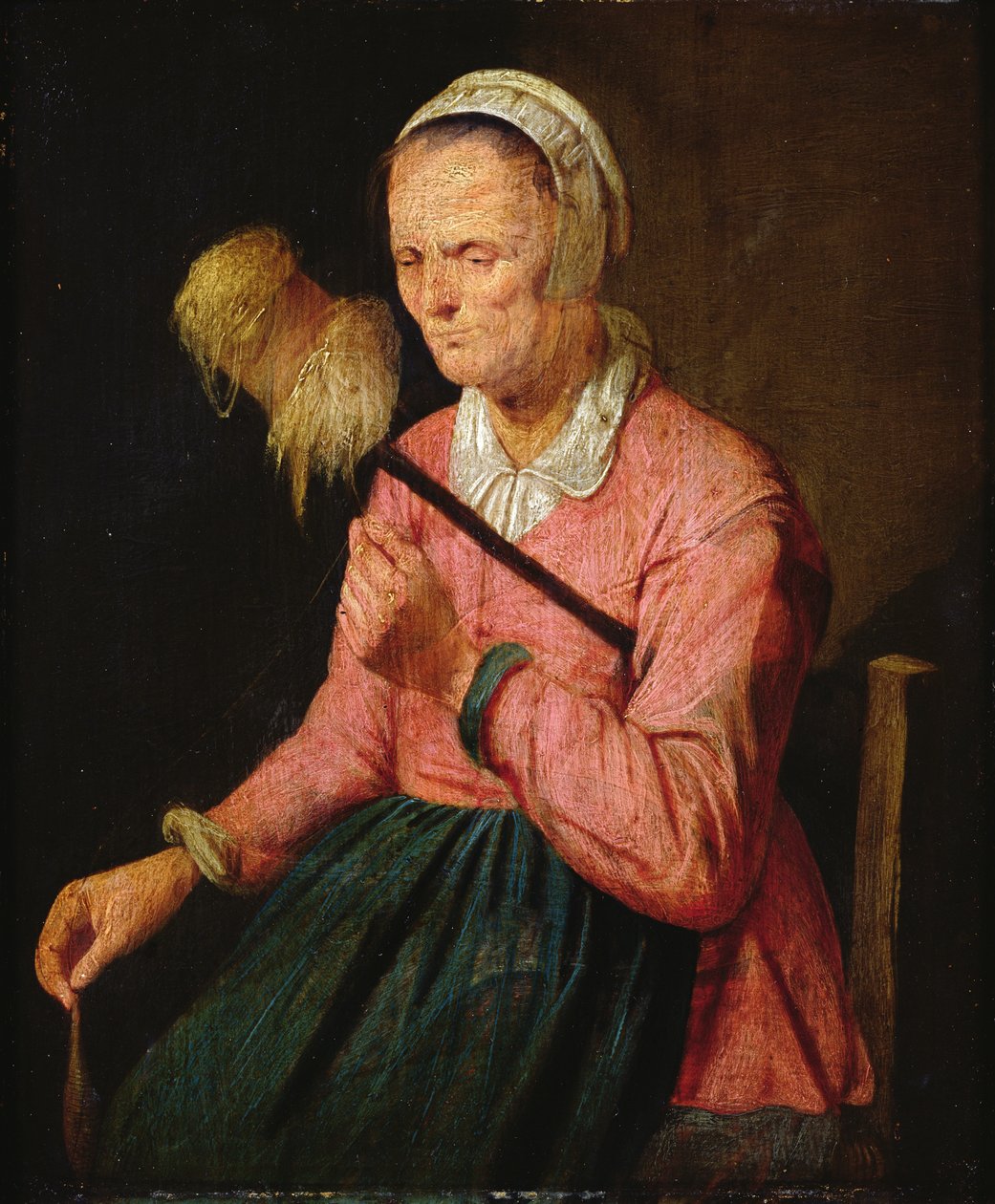 Kvinna med distaff av David III Ryckaert