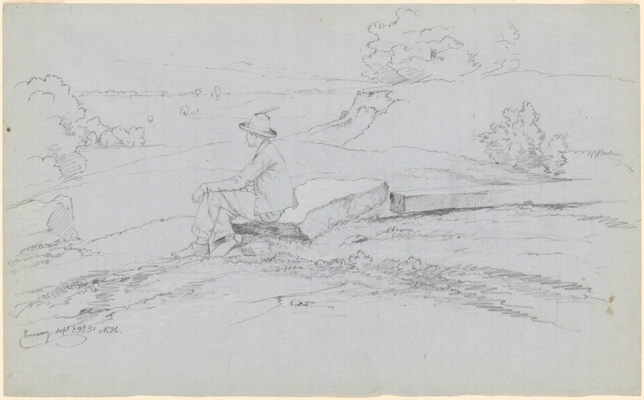 Studie för "White Mountains from North Conway, New Hampshire" [recto] av David Johnson