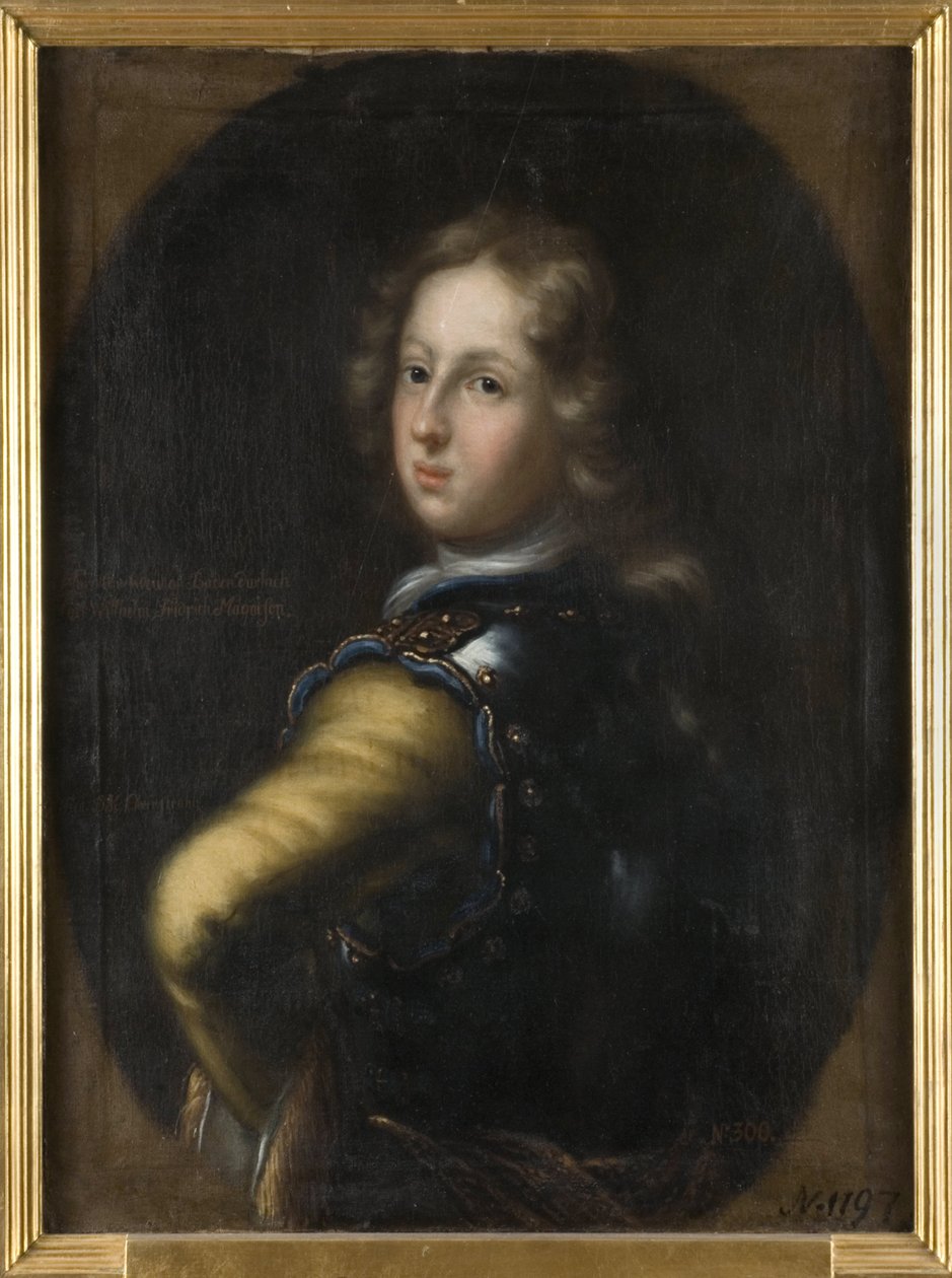 Charles III Guillaume de Bade Durlach - Porträtt av markgreve Charles III William av Baden-Durlach (1679-1738), av Ehrenstrahl, David Klocker (1629-1698). Olja på duk. Mått: 83x67 cm. Nationalmuseum Stockholm av David Klöcker Ehrenstrahl