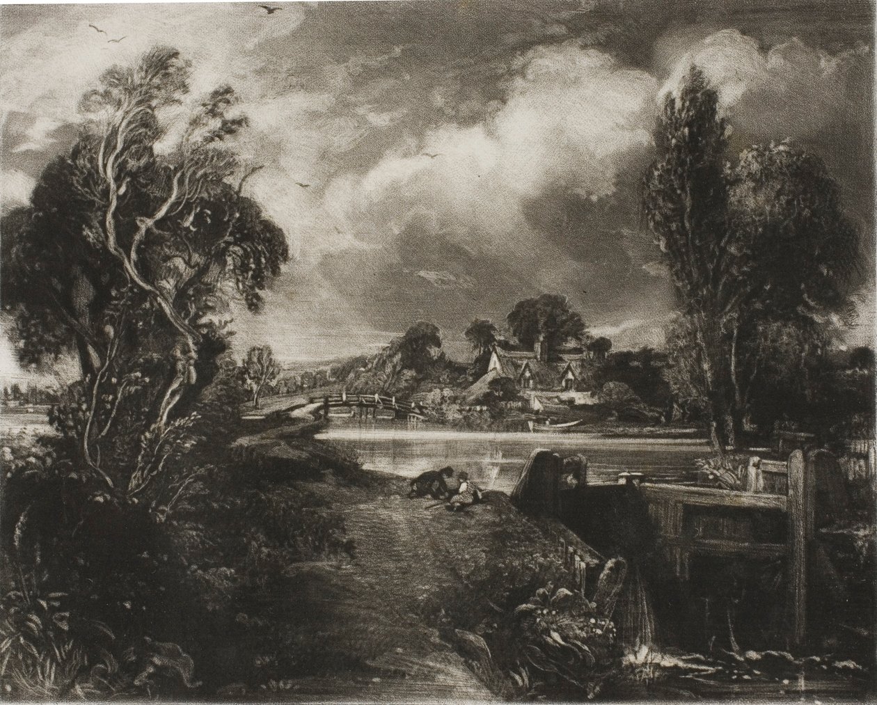 En sluss vid floden Stour, Suffolk av David Lucas