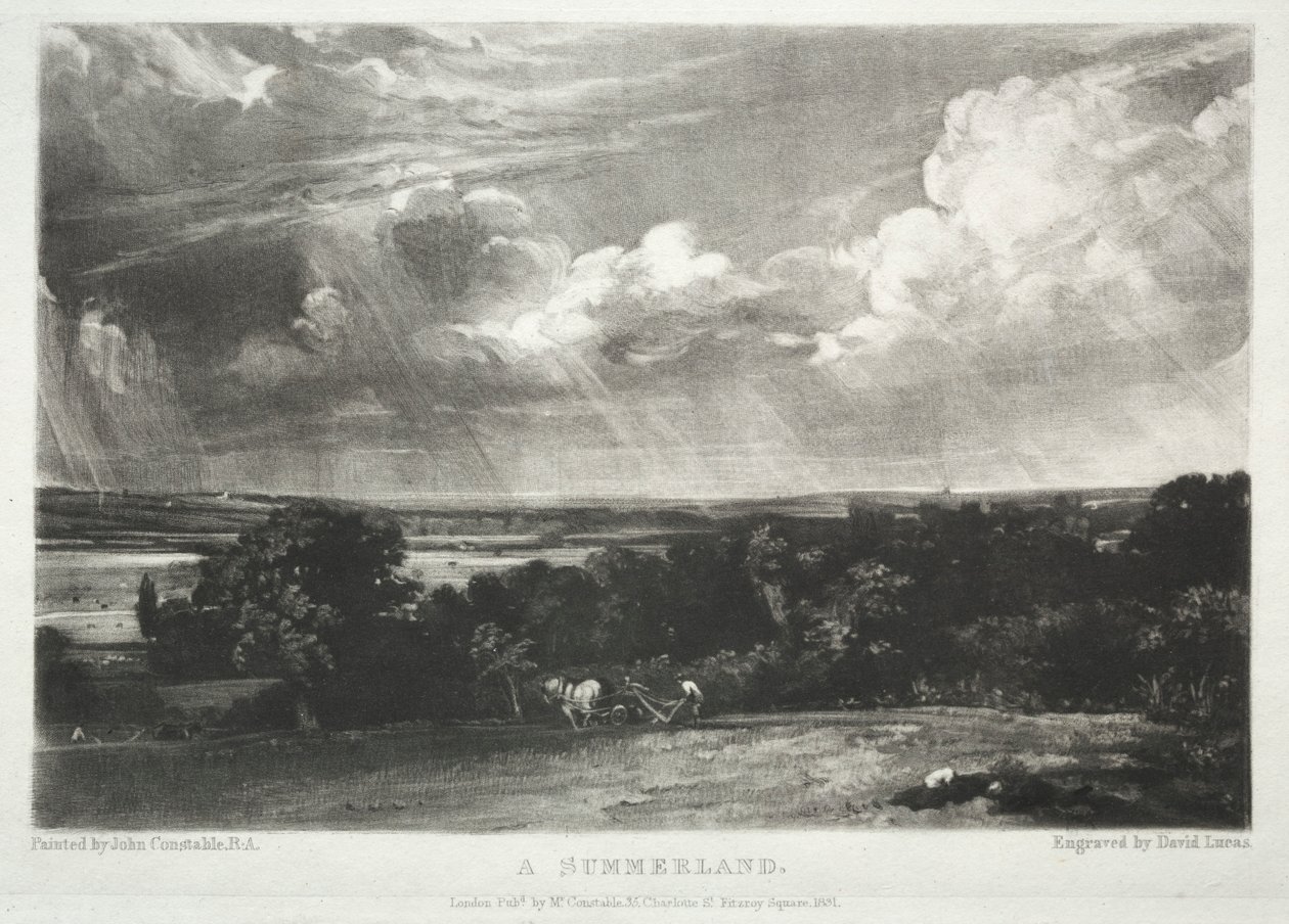 Olika ämnen av landskap, karakteristiska för engelska landskap...A Summerland, 1831. av David Lucas
