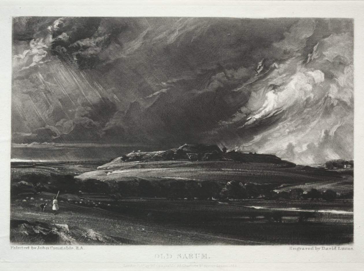 Olika ämnen av landskap, karakteristiska för engelska landskap från bilder målade av John Constable, R.A.: Old Sarum av David Lucas