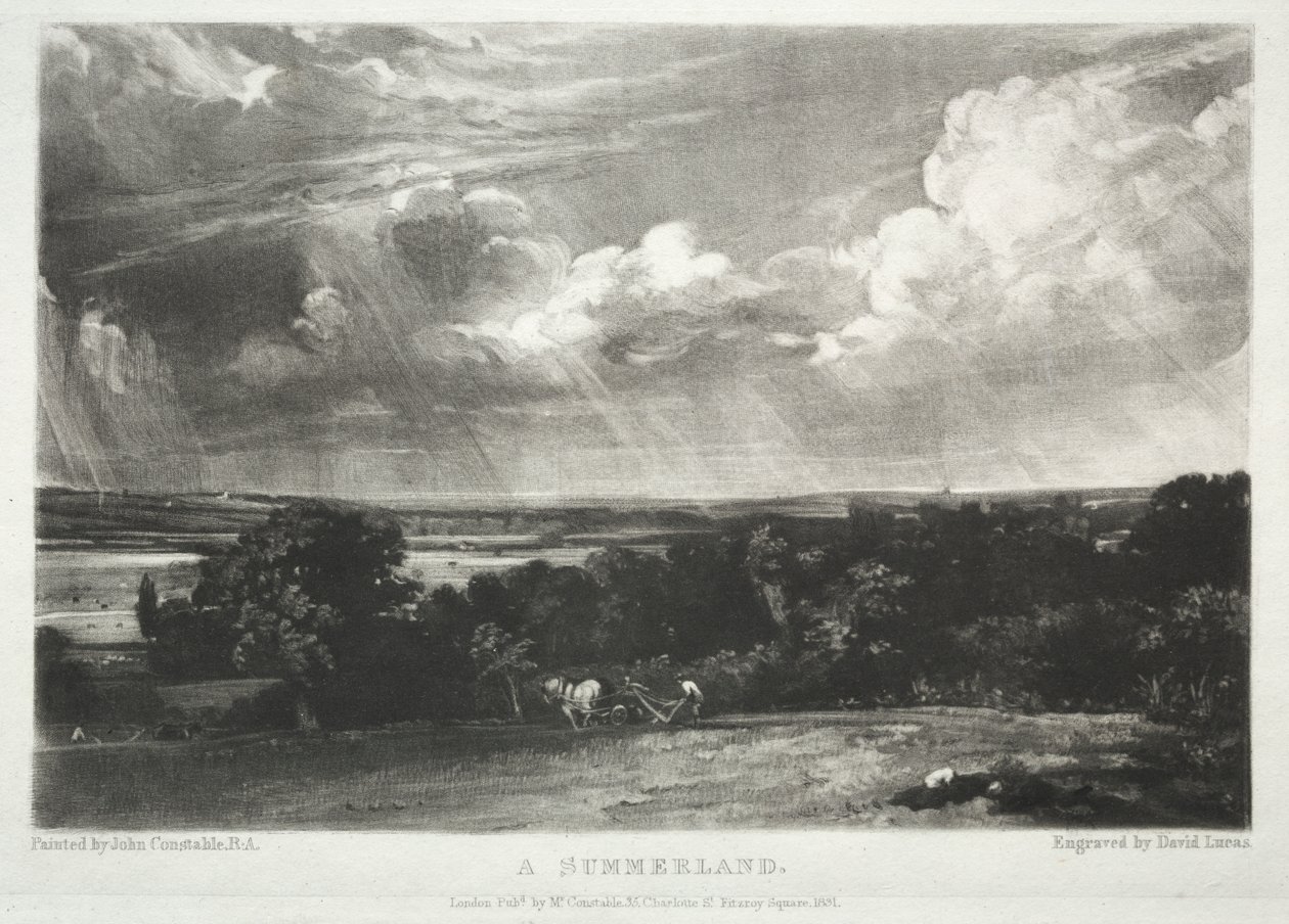 Olika ämnen av landskap, karakteristiska för engelska landskap från bilder målade av John Constable, R.A.: A Summerland av David Lucas