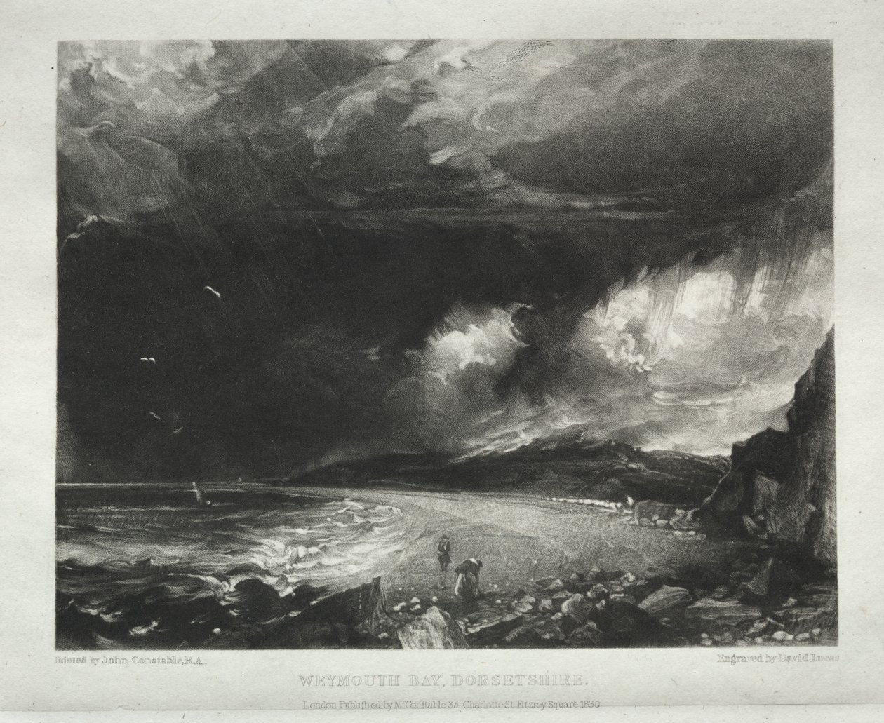 Olika landskapsämnen, karaktäristiska för engelskt landskap från bilder målade av John Constable, R.A.: Weymouth Bay, Dorsetshire av David Lucas