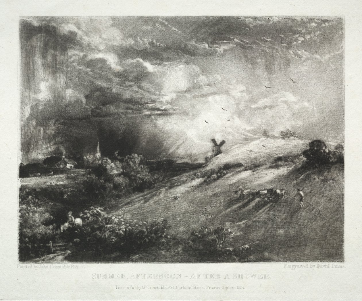 Olika landskapsämnen, karaktäristiska för engelska landskap från bilder målade av John Constable, R.A.: Summer Afternoon - after a shower av David Lucas