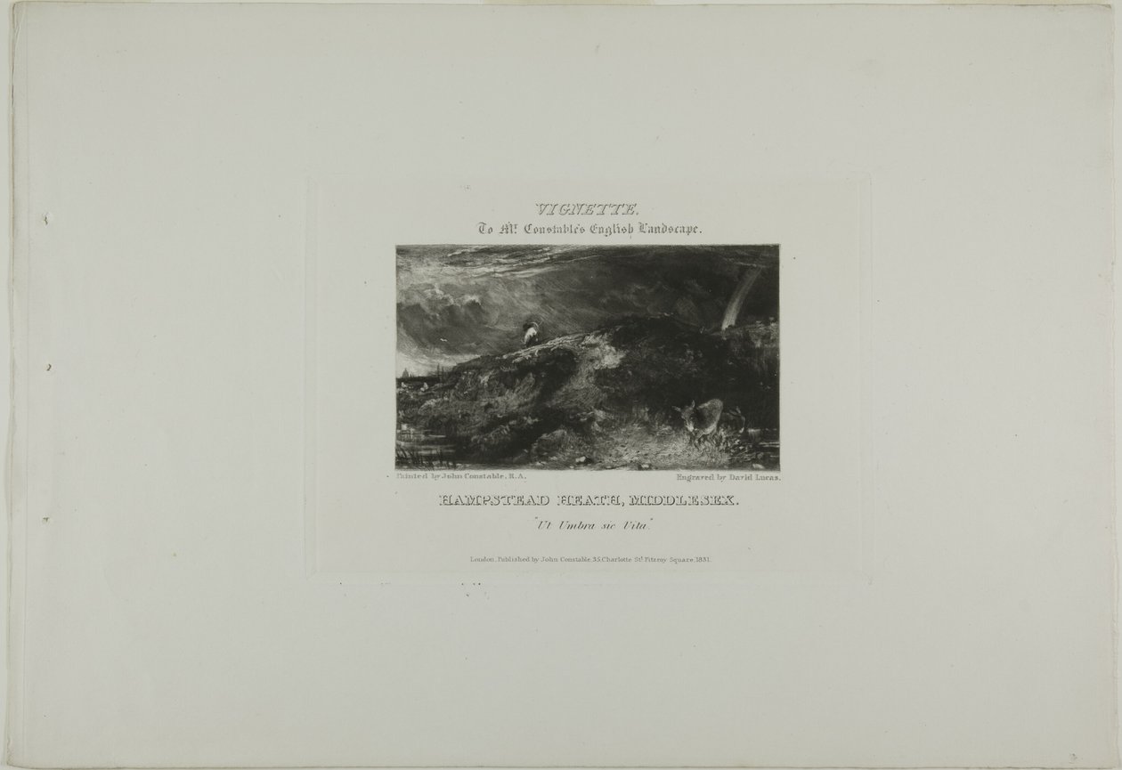 Vinjett till Mr Constables engelska landskap. Hampstead Heath Middlesex. Ut Umbra sic Vita av David Lucas
