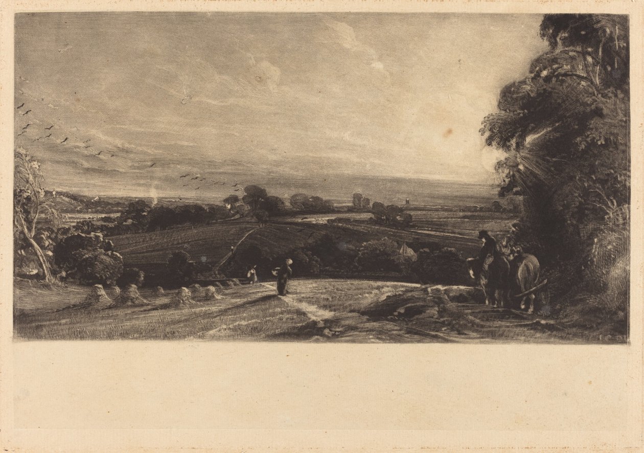 Höstlig solnedgång av David Lucas after John Constable