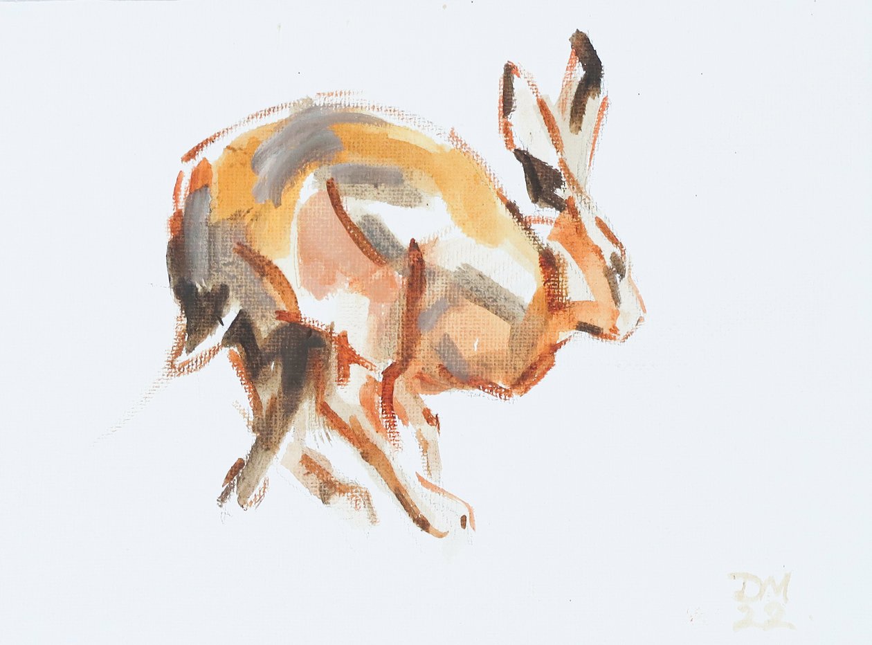 Hare (springande), 2022 (olja på duk) av David Mayer