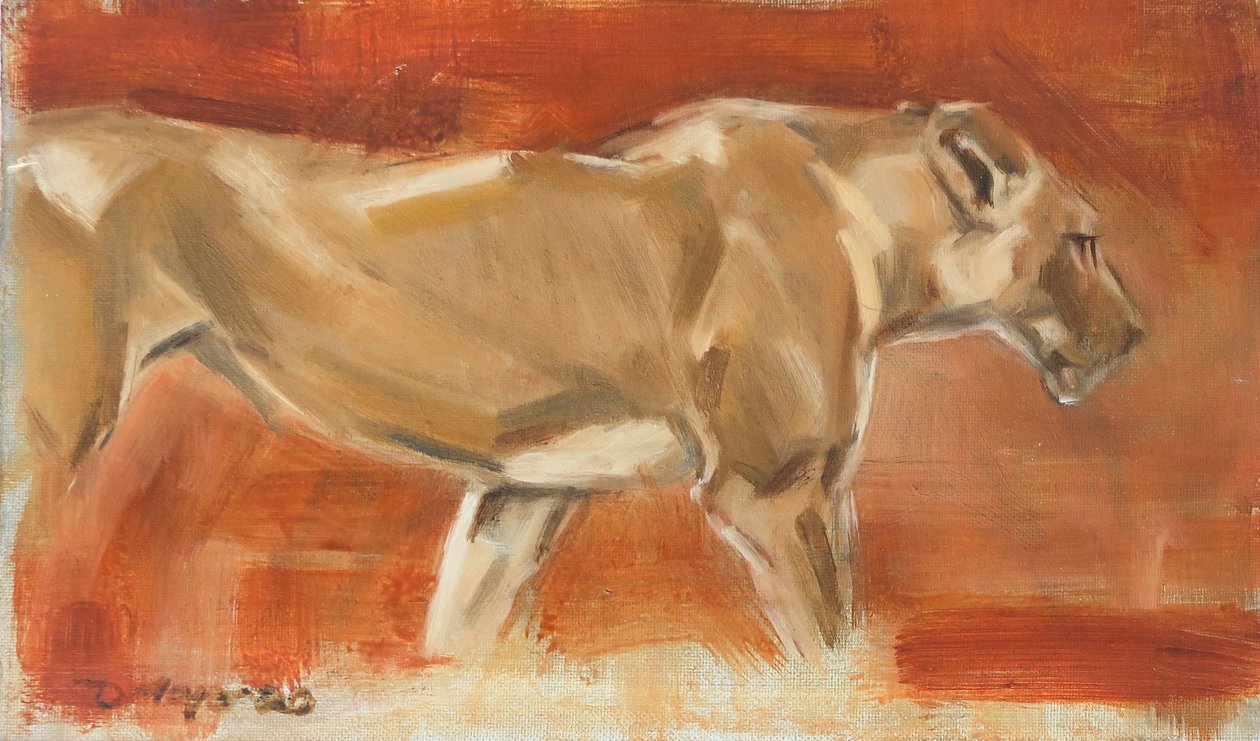 Lioness, 2019 (olja på duk) av David Mayer