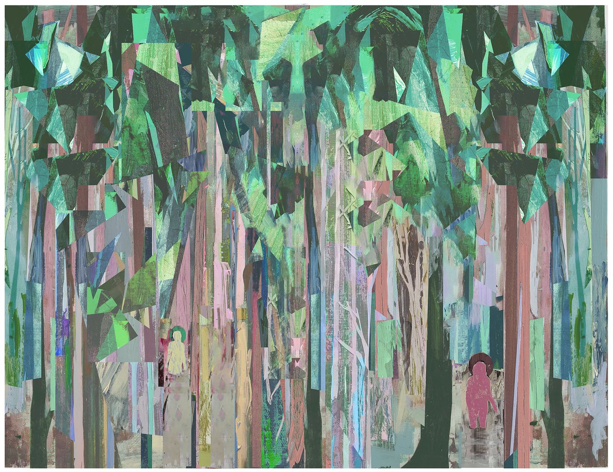 Spaces In Between, 2017 blandad media på träpanel av David McConochie