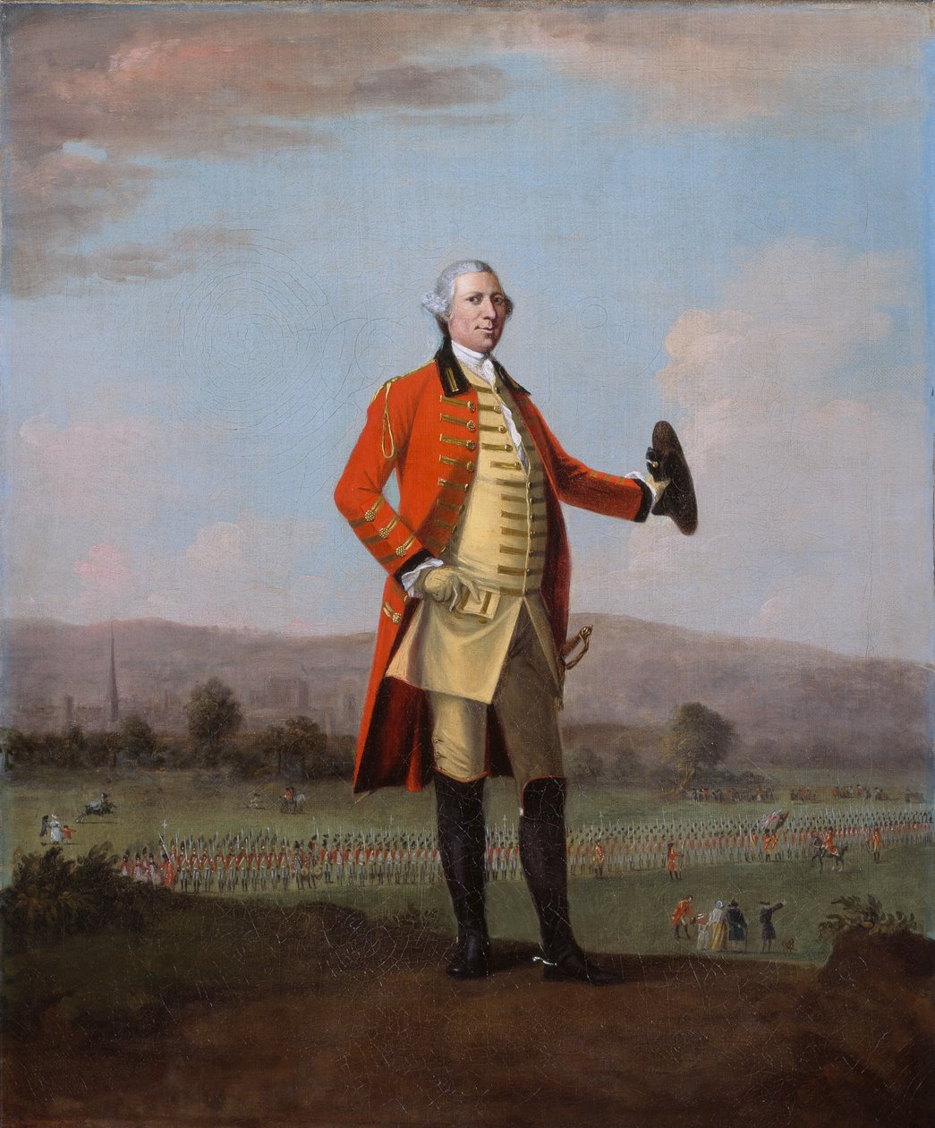 Sir Armine Wodehouse, MP, vid en granskning av hans regemente nära Norwich, 1759 ca. av David Morier