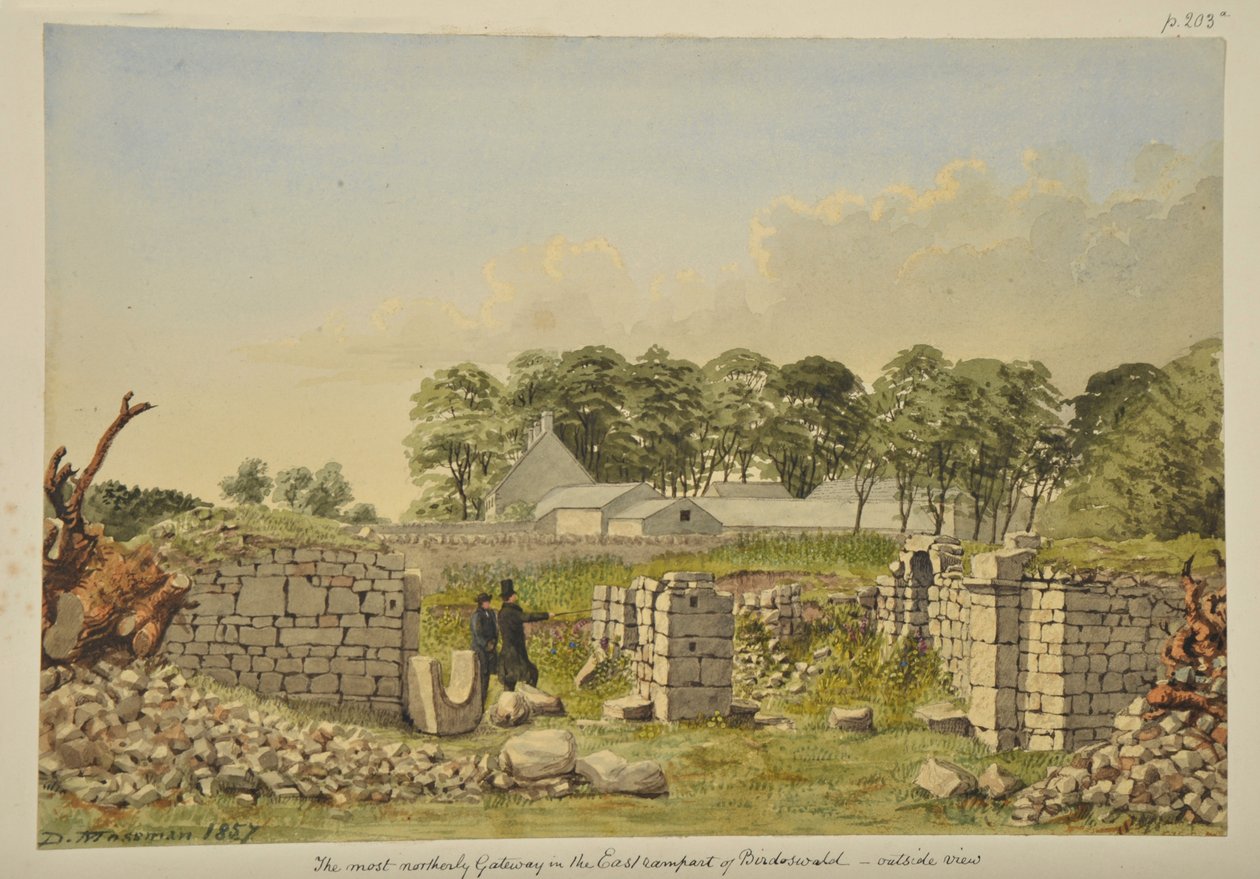 Östra porten vid det romerska fortet Birdoswald, 1857 av David Mossman
