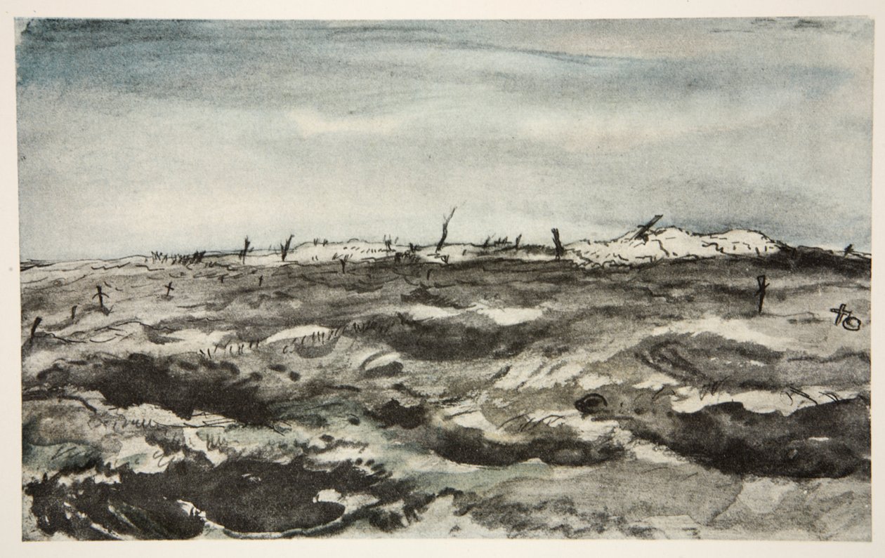 En Via Dolorosa: Mouquet Farm, illustration från "The Western Front", utgiven av Country Life Ltd av David Muirhead Bone