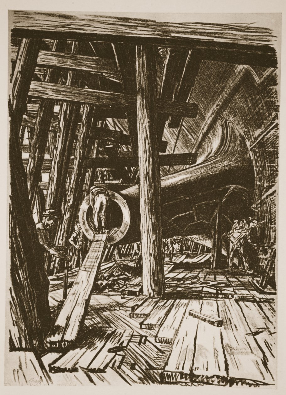 En axelkonsol, illustration från "The Western Front", utgiven av Country Life Ltd av David Muirhead Bone