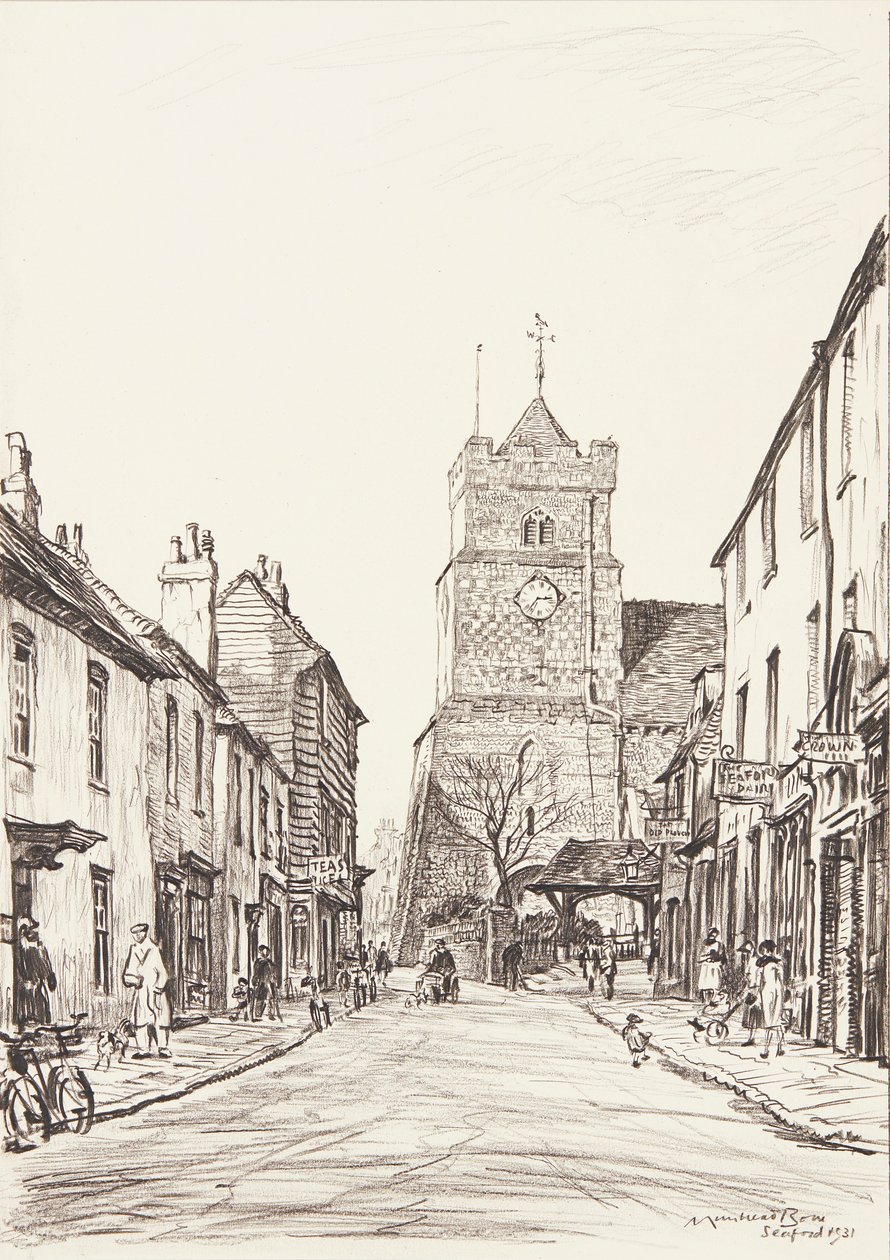 Den gamla kyrkan, Seaford (penna) av David Muirhead Bone