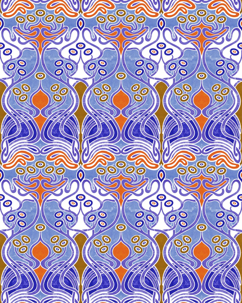 Beauclair Blue Orange, 2018 (blandteknik digital) av David Newton