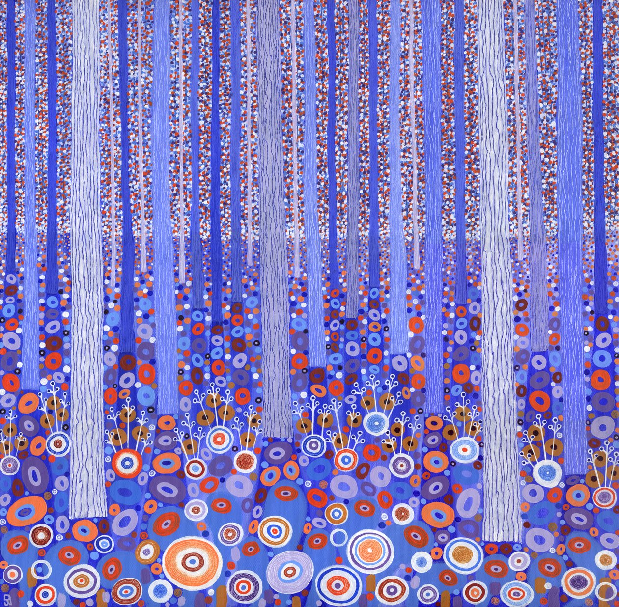 Blue Orange Forest, 2015 (akryl på duk) av David Newton