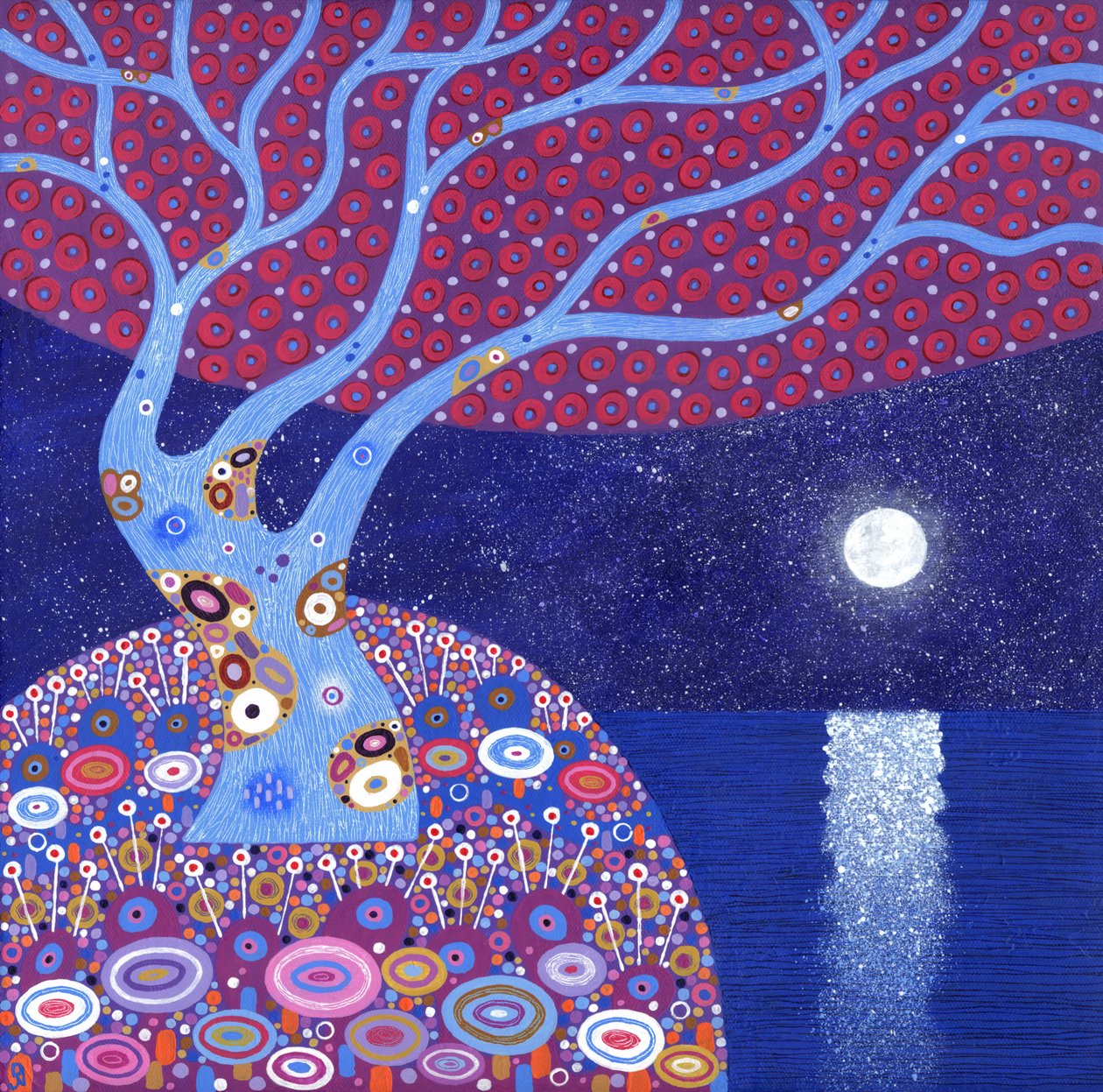 Midnight Moon, 2016 (akryl på duk) av David Newton