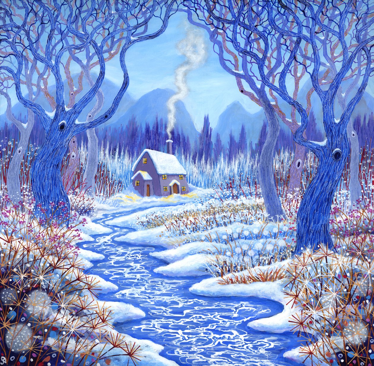 Winterberries, 2017 (akryl på duk) av David Newton